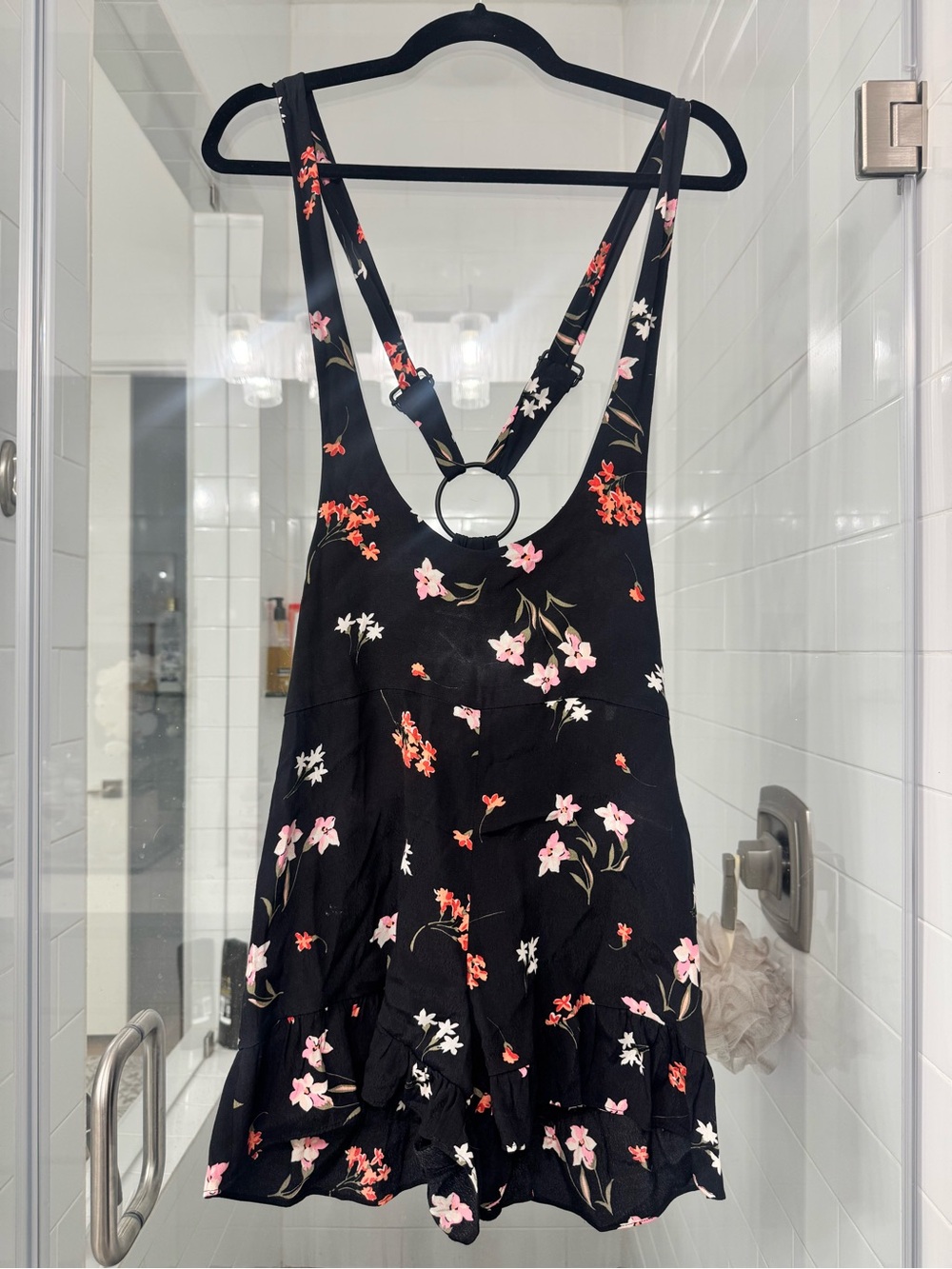 Express Black Floral Mini Romper
